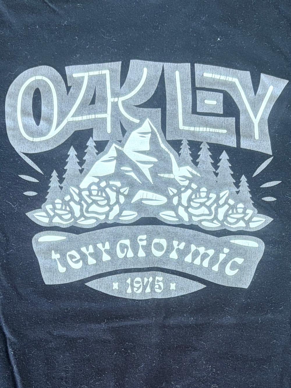 Oakley Black Graphic Mountain Logo Tee Men’s Small